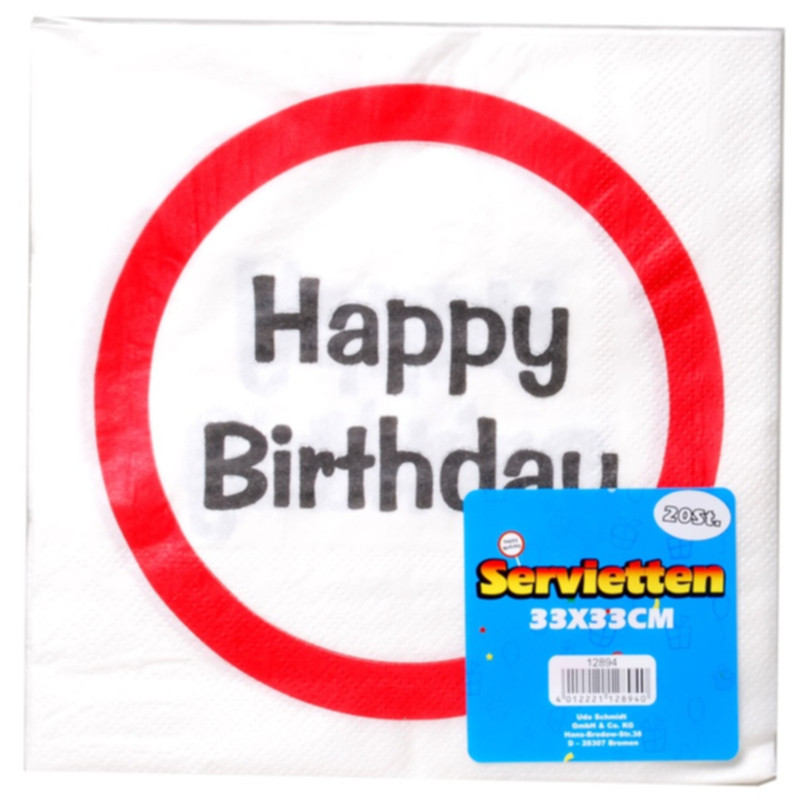Servietten Happy Birthday 20-tlg Papier 33 x 33 cm Party Tischdeko